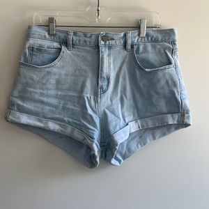 Afends High Waisted Light Wash Shorts
